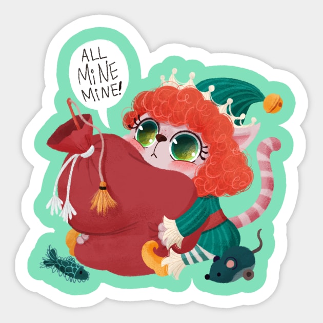 Kitty Elf Sticker by BBvineart